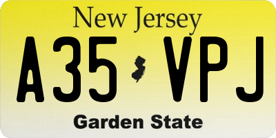 NJ license plate A35VPJ