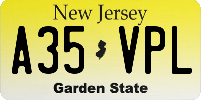 NJ license plate A35VPL