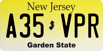 NJ license plate A35VPR