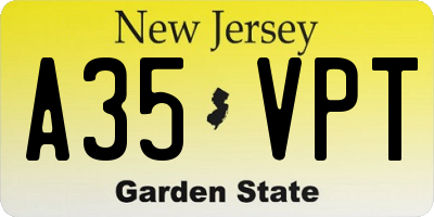NJ license plate A35VPT