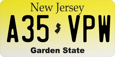 NJ license plate A35VPW