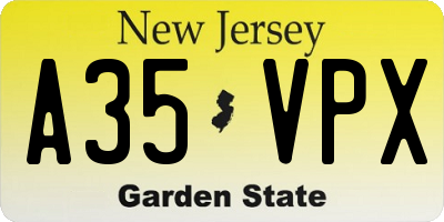 NJ license plate A35VPX
