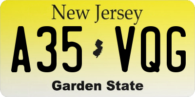 NJ license plate A35VQG