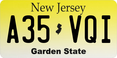 NJ license plate A35VQI
