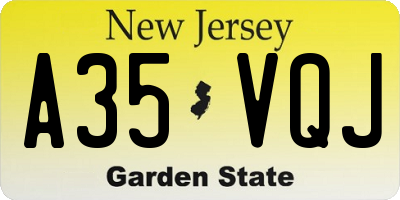 NJ license plate A35VQJ