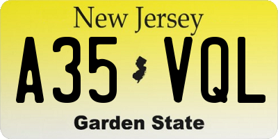 NJ license plate A35VQL