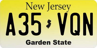 NJ license plate A35VQN