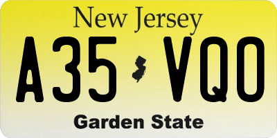 NJ license plate A35VQO