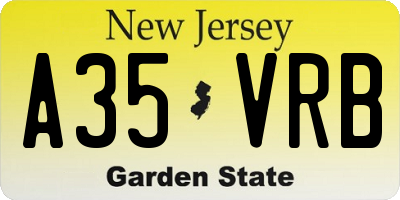 NJ license plate A35VRB