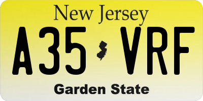 NJ license plate A35VRF