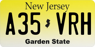 NJ license plate A35VRH