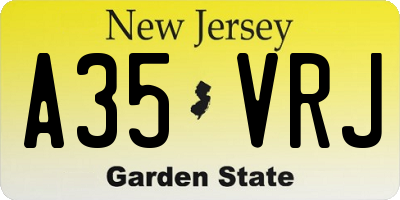 NJ license plate A35VRJ