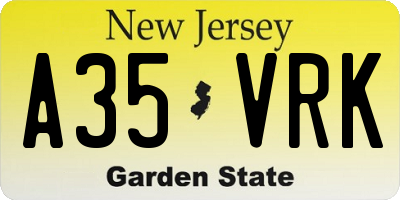 NJ license plate A35VRK