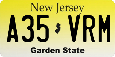 NJ license plate A35VRM