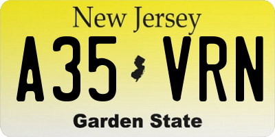 NJ license plate A35VRN