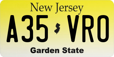 NJ license plate A35VRO