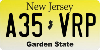 NJ license plate A35VRP