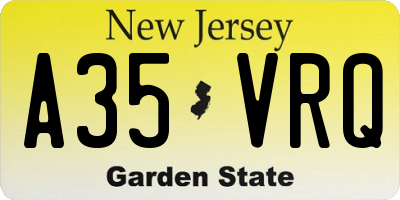 NJ license plate A35VRQ