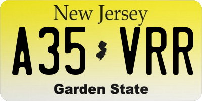 NJ license plate A35VRR