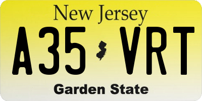 NJ license plate A35VRT