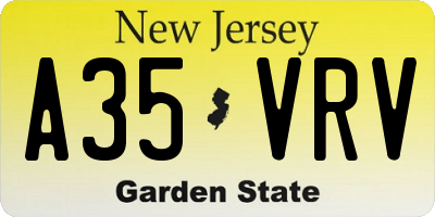 NJ license plate A35VRV