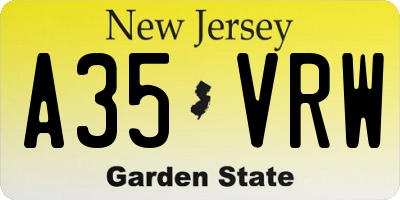NJ license plate A35VRW