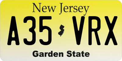 NJ license plate A35VRX