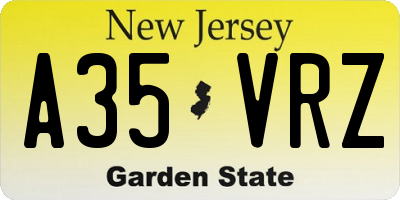 NJ license plate A35VRZ