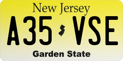 NJ license plate A35VSE