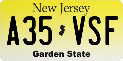 NJ license plate A35VSF
