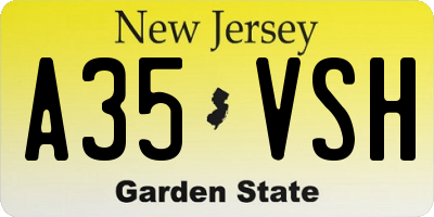 NJ license plate A35VSH
