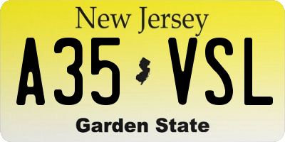 NJ license plate A35VSL