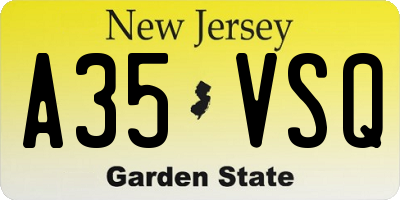 NJ license plate A35VSQ