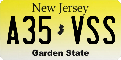NJ license plate A35VSS