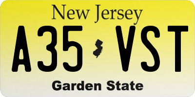 NJ license plate A35VST