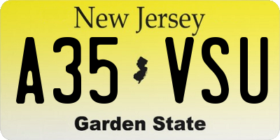 NJ license plate A35VSU
