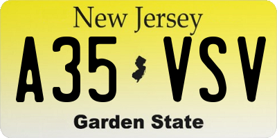 NJ license plate A35VSV