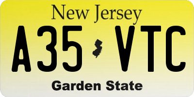 NJ license plate A35VTC