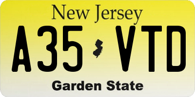 NJ license plate A35VTD