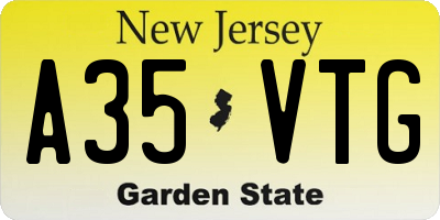 NJ license plate A35VTG