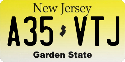 NJ license plate A35VTJ