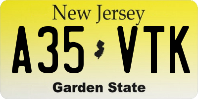 NJ license plate A35VTK