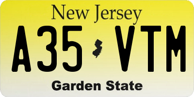 NJ license plate A35VTM