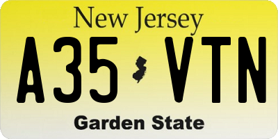 NJ license plate A35VTN