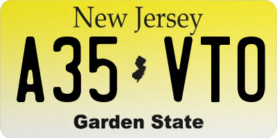 NJ license plate A35VTO