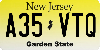 NJ license plate A35VTQ