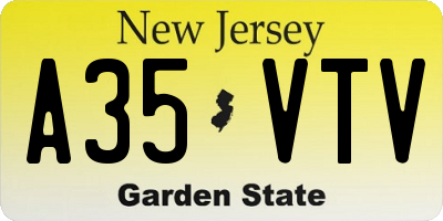 NJ license plate A35VTV