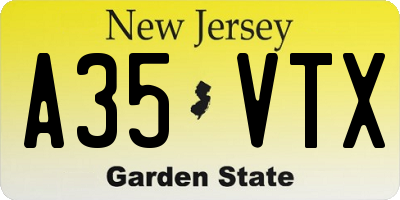 NJ license plate A35VTX
