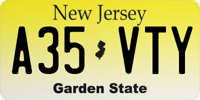 NJ license plate A35VTY