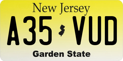 NJ license plate A35VUD